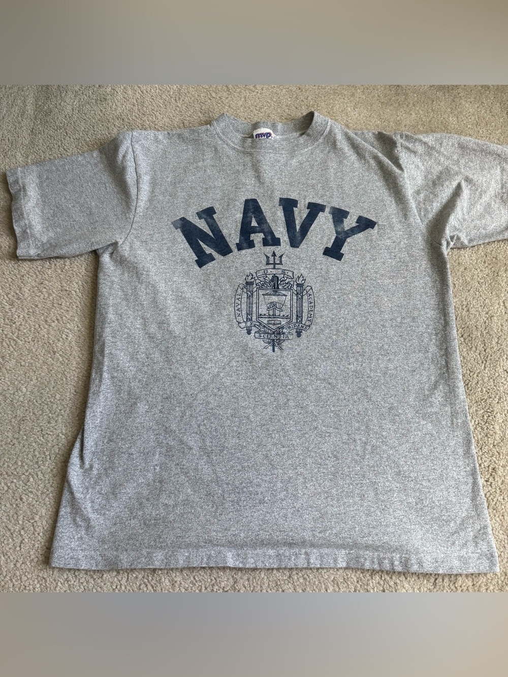 Vintage Navy US Naval Academy Shirt US Made Light Distress Military